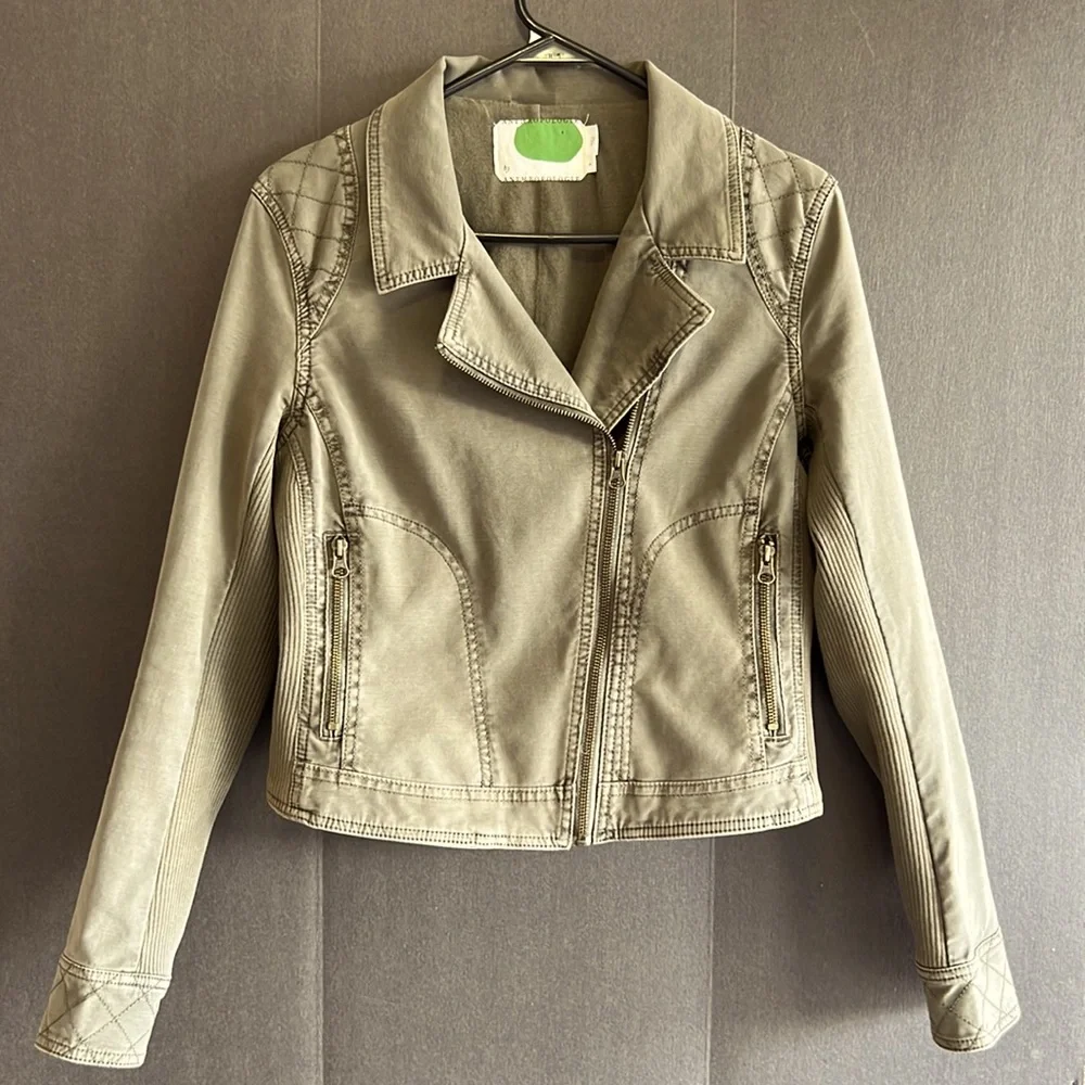 Anthropologie Army Green Moto Jacket - Picture 1 of 11